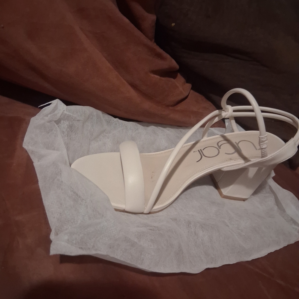 Sugar White Strappy Block Heels